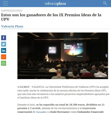 Viccarbe, ganadora de Trayectoria Empresarial de los IX Premios Ideas de la UPV 
 