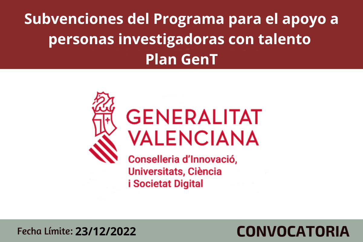 Subvenciones del Programa para el apoyo a personas investigadoras con talento - Plan GenT