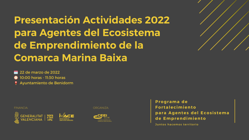 Presentación Actividades 2022 para Agentes del Ecosistema de Emprendimiento de la Comarca Marina Baixa