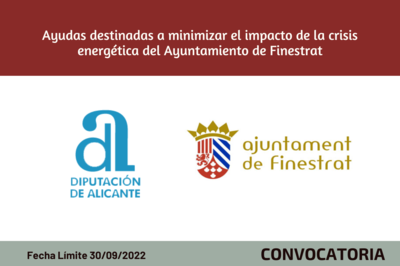 Ayudas destinadas a minimizar el impacto de la crisis energética del Ayuntamiento de Finestrat