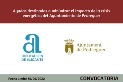 Ayudas destinadas a minimizar el impacto de la crisis energética del Ayuntamiento de Pedreguer