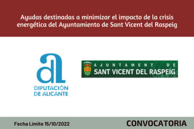 Ayudas destinadas a minimizar el impacto de la crisis energética del Ayuntamiento de Sant Vicent del Raspeig