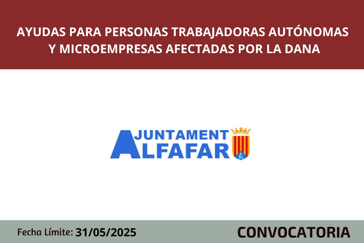 Ayudas autónomos y microempresas de Alfafar afectadas por la DANA